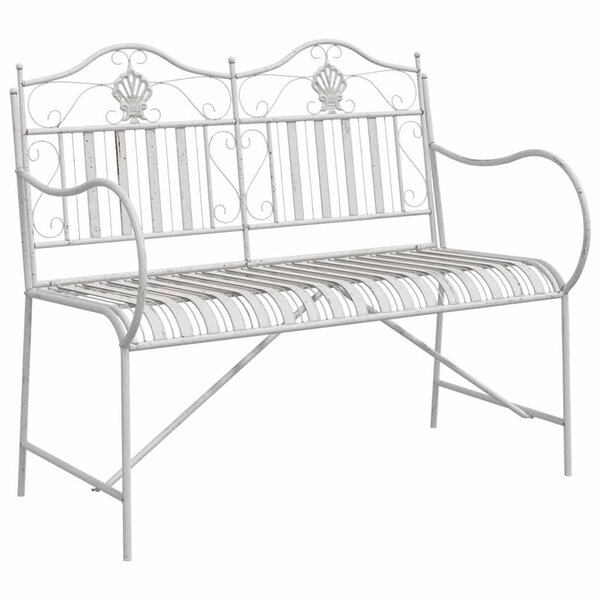 vidaXL Banc de jardin Blanc antique 103 5 x 59 x 89 cm Acier