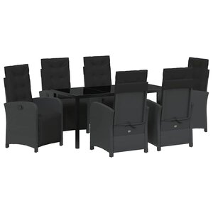 vidaXL Ensemble de salle à manger pour jardin 7 Pièces Noir polyrotin