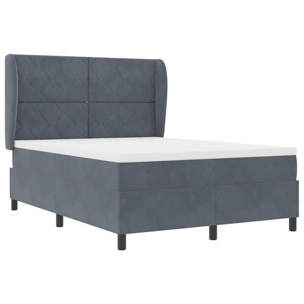 vidaXL Lit à ressorts avec matelas Gris foncé 140 x 190 cm Velours