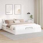 vidaXL Cadre de lit ottoman sans matelas blanc 200x200 cm similicuir