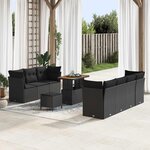 vidaXL Ensemble de canapé de jardin Manuel 10 Pièces Noir 90 x 55 x 71 cm