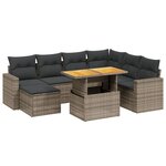 vidaXL Salon de jardin 8 Pièces avec coussins gris résine tressée
