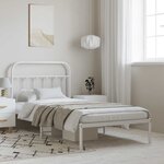 vidaXL Cadre de lit métal sans matelas et tête de lit blanc 100x190 cm