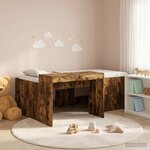 vidaXL Lit haut pour enfants avec bureau Chêne fumé Bois d'ingénierie
