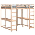 vidaXL Lit superposé et bureau et échelle 140x200cm bois de pin massif