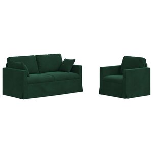 vidaXL Canapé 2 Pièces Vert foncé 158 x 78 x 80 cm Velours