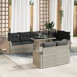 Ensemble de Canapés de Jardin de 9 Pièces avec Coussins Gris Clair Poly Rattan