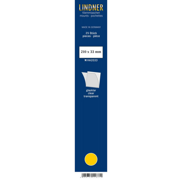 Bandes simple soudure 210 x 33 mm pour timbres-poste. Fond - Transparent