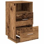vidaXL Table de chevet avec 2 tiroirs vieux bois 36x36x68 cm