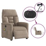 vidaXL Fauteuil inclinable de massage électrique taupe