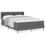 vidaXL Lit à Ressorts avec matelas Gris foncé 160 x 200 cm tissu