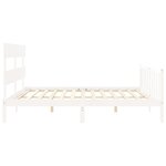 vidaXL Cadre de lit avec tête de lit blanc Super King Size bois massif
