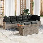 vidaXL Ensemble de Canapé de Jardin de 9 Pièces avec Coussins Gris Poly Rattan Acacia