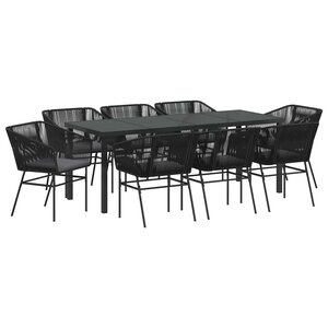 vidaXL Ensemble de salle à manger pour jardin 9 pc Noir