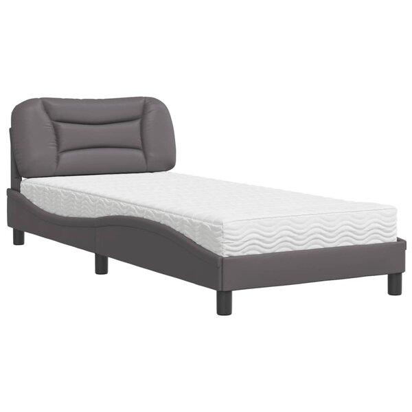 vidaXL Lit avec matelas gris 90x190 cm similicuir