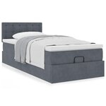 vidaXL Cadre de lit ottoman avec matelas gris foncé 90x190 cm velours