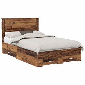 vidaXL Cadre de lit Bois ancien 135 x 190 cm Bois d'ingénierie