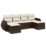 vidaXL Salon de jardin avec coussins 6 Pièces marron résine tressée