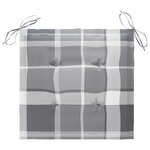 vidaXL Chaises de jardin lot de 4 coussins à carreaux gris Teck solide