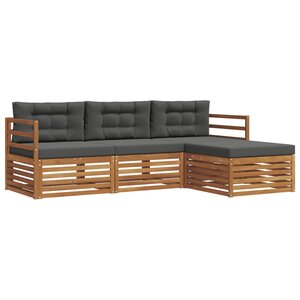 vidaXL Ensemble de canapés d'extérieur 4 pc Naturel et Anthracite