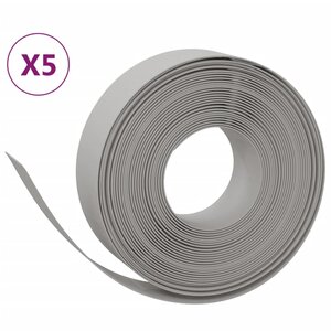 vidaXL Bordures de jardin 5 Pièces gris 10 m 15 cm polyéthylène