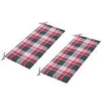 vidaXL Banc de jardin avec coussin à carreaux rouge 240 cm Teck massif