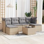 vidaXL Salon de jardin avec coussins 7 Pièces beige résine tressée