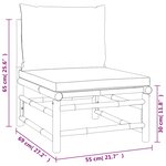 vidaXL Canapé central de jardin avec coussins taupe bambou