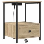 vidaXL Table de nuit avec station de chargement 2 Pièces Chêne sonoma
