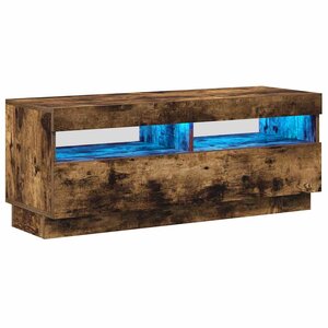 vidaXL Meuble TV avec lumières LED chêne fumé 100x35x40 cm