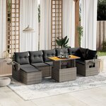 vidaXL Salon de jardin 8 Pièces avec coussins gris résine tressée