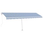 vidaXL Auvent automatique sur pied 600x300 cm Bleu/Blanc