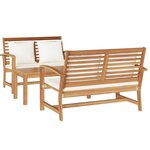 Ensemble de canapé de jardin 3 Pièces Naturel Bois de teck solide