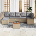 vidaXL Ensemble de canapé de jardin 8 Pièces Beige et Gris clair