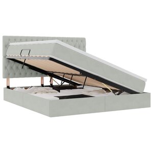 vidaXL Lit avec rangement et matelas Gris clair 160 x 200 cm Velours