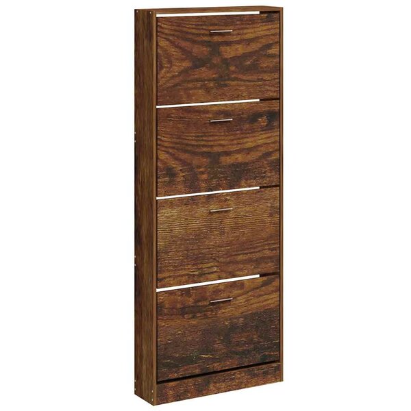 vidaXL Armoire à chaussures Chêne fumé 59x17x150 cm Bois d'ingénierie