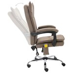 vidaXL Chaise de bureau de massage Taupe Tissu
