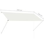 vidaXL Auvent rétractable 250x150 cm Crème