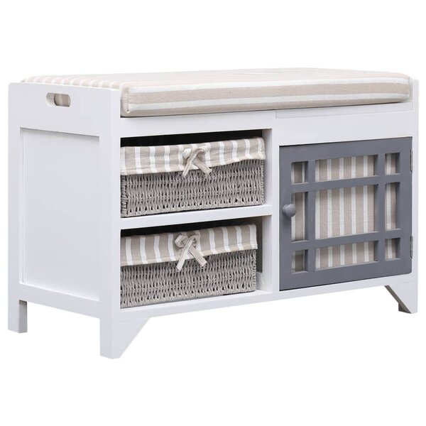 vidaXL Banc d'entrée Blanc 70 x 33 5 x 45 cm Bois de Paulownia