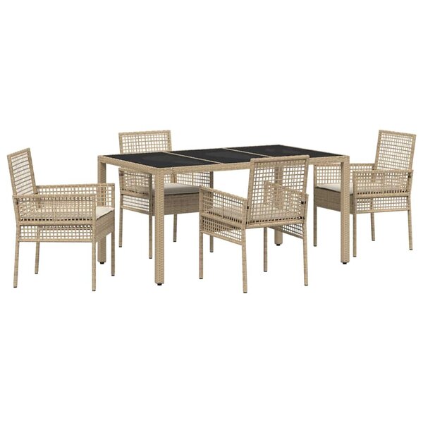 vidaXL Ensemble de salle à manger pour jardin 5 Pièces Beige Poly rotin