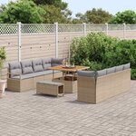 vidaXL Ensemble de canapé de jardin 11 Pièces Beige Poly rotin