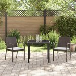 vidaXL Ensemble de salle à manger de jardin 3 pièces avec coussins en poly rattan brun