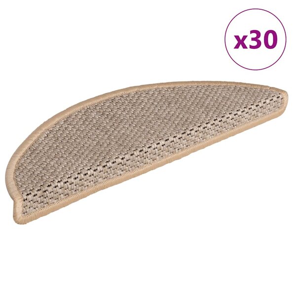 vidaXL Tapis d'escalier autocollants 30 Pièces 56x17x3 cm beige clair