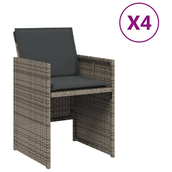 vidaXL Chaises de jardin avec coussins lot de 4 gris résine tressée