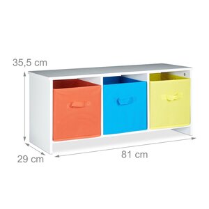 Banc de rangement enfant caisse à jouets colorée banc en bois boîte à jouets pliable 81 cm blanc 13_0000363