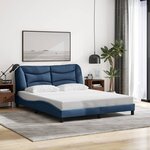 vidaXL Cadre de lit sans matelas bleu 160x200 cm tissu
