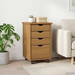 vidaXL Cabinet roulant MOSS Brun Miel 34 x 39 x 56 cm Pin massif