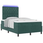 vidaXL Lit à ressort LED avec matelas Vert foncé 120 x 190 cm tissu