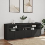 vidaXL Buffet avec lumières LED noir 181 5x37x67 cm