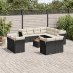 vidaXL Salon de jardin 12 Pièces avec coussins noir résine tressée